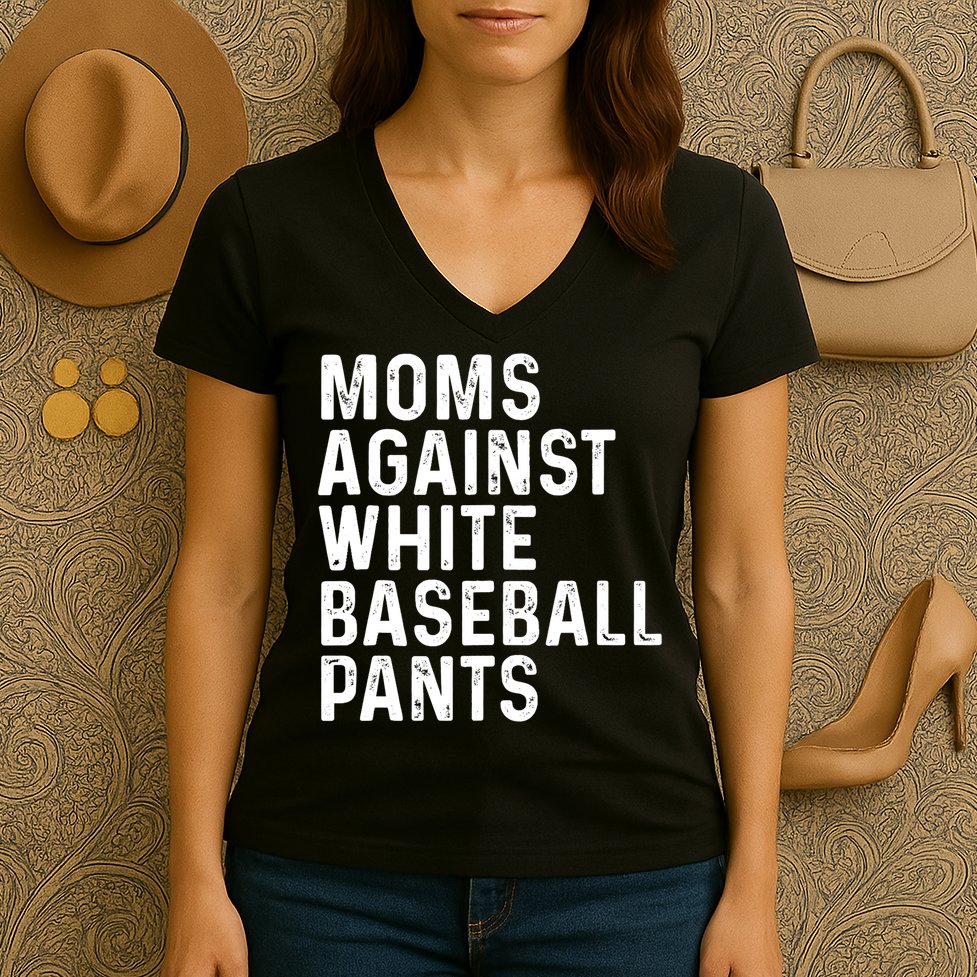 Moms Against White Baseball Pants Tank Top Women's V-Neck T-Shirt