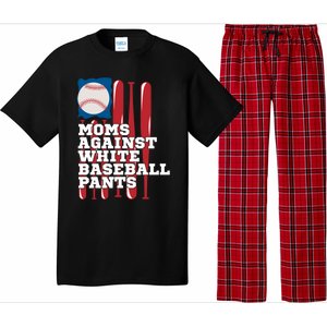 Moms Against White Baseball Pants Funny Baseball Mama Lover Gift Pajama Set