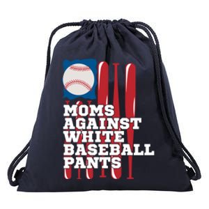 Moms Against White Baseball Pants Funny Baseball Mama Lover Gift Drawstring Bag