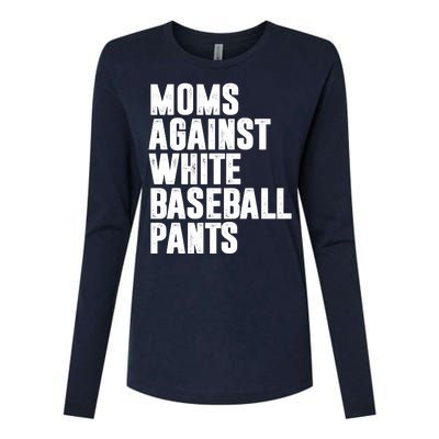 Moms Against White Baseball Pants Funny Womens Cotton Relaxed Long Sleeve T-Shirt