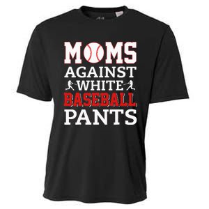 Moms Against White Baseball Pants Funny BaseBall Mom Cooling Performance Crew T-Shirt