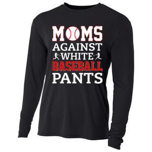 Moms Against White Baseball Pants Funny BaseBall Mom Cooling Performance Long Sleeve Crew