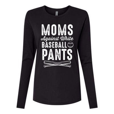 Moms Against White Baseball Pants Softball Baseball Mom Cool Gift Womens Cotton Relaxed Long Sleeve T-Shirt