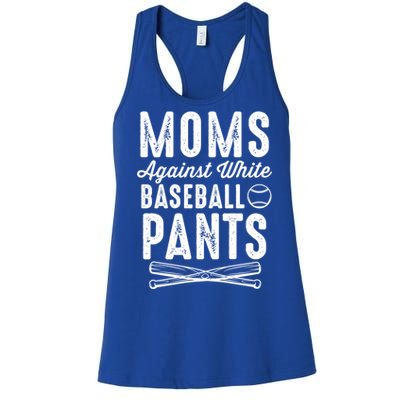 Moms Against White Baseball Pants Softball Baseball Mom Cool Gift Women's Racerback Tank