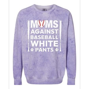 Moms Against White Baseball Pants Funny Groovy Baseball Mama Colorblast Crewneck Sweatshirt