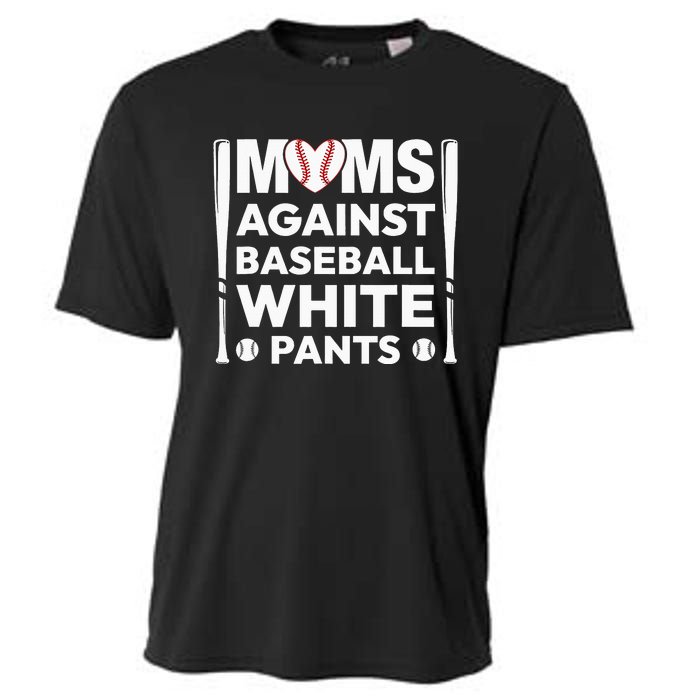 Moms Against White Baseball Pants Funny Groovy Baseball Mama Cooling Performance Crew T-Shirt