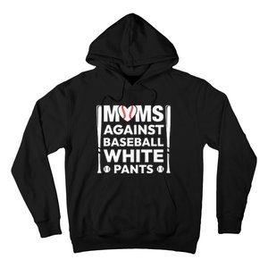 Moms Against White Baseball Pants Funny Groovy Baseball Mama Hoodie