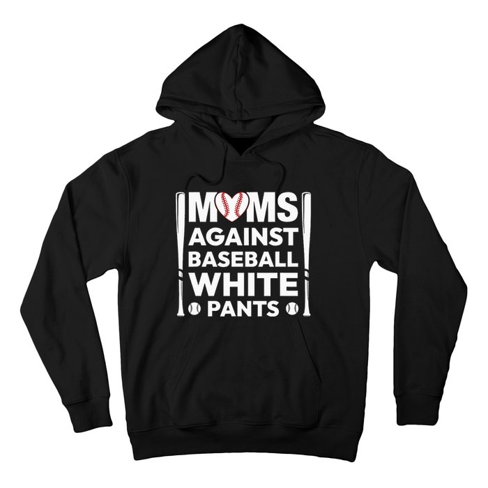 Moms Against White Baseball Pants Funny Groovy Baseball Mama Hoodie