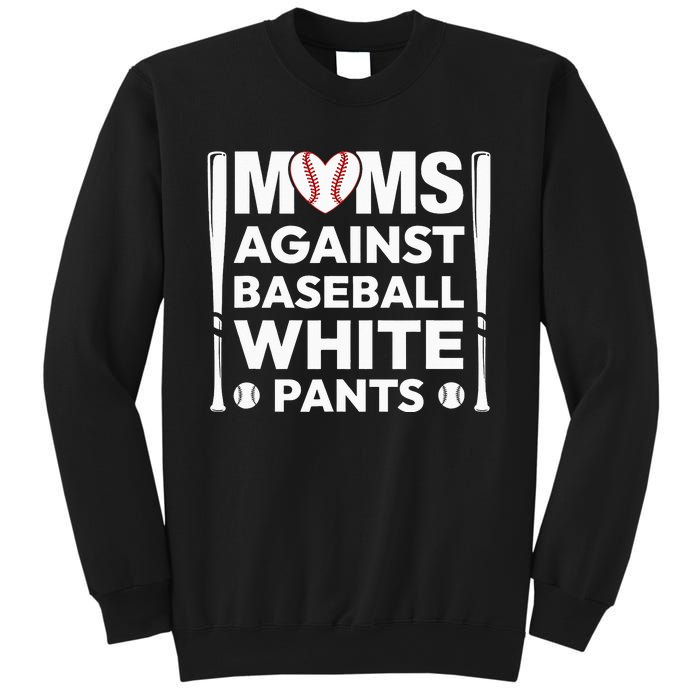 Moms Against White Baseball Pants Funny Groovy Baseball Mama Sweatshirt