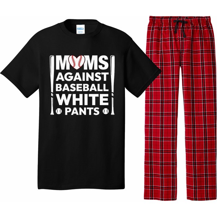 Moms Against White Baseball Pants Funny Groovy Baseball Mama Pajama Set