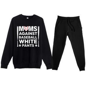 Moms Against White Baseball Pants Funny Groovy Baseball Mama Premium Crewneck Sweatsuit Set