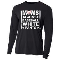 Moms Against White Baseball Pants Funny Groovy Baseball Mama Cooling Performance Long Sleeve Crew