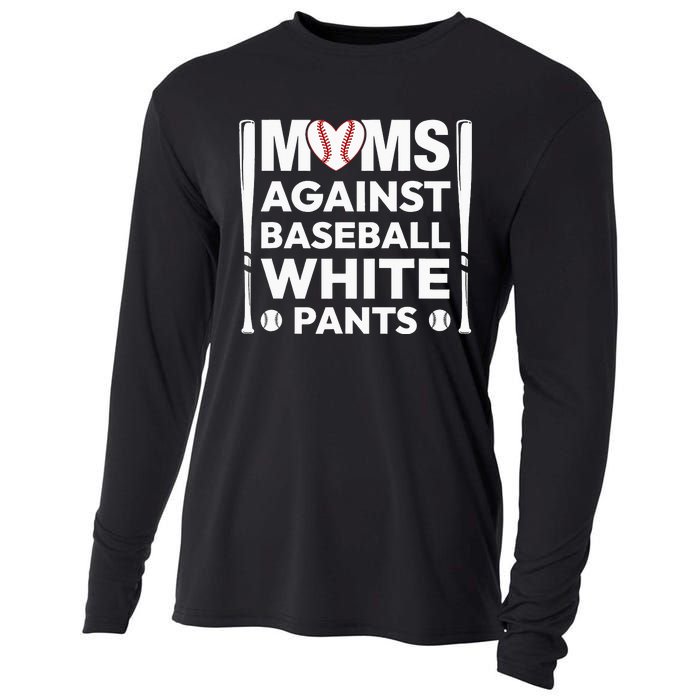 Moms Against White Baseball Pants Funny Groovy Baseball Mama Cooling Performance Long Sleeve Crew