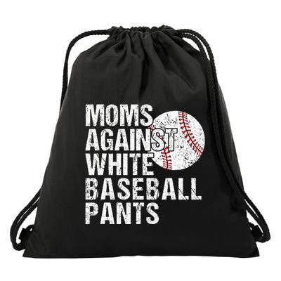 Moms Against White Baseball Pants Funny Baseball Mom Drawstring Bag