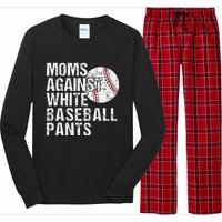 Moms Against White Baseball Pants Funny Baseball Mom Long Sleeve Pajama Set