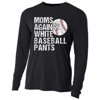 Moms Against White Baseball Pants Funny Baseball Mom Cooling Performance Long Sleeve Crew