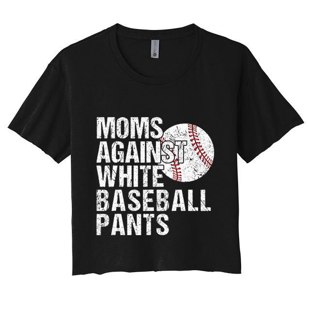 Moms Against White Baseball Pants Funny Baseball Mom Crop Top