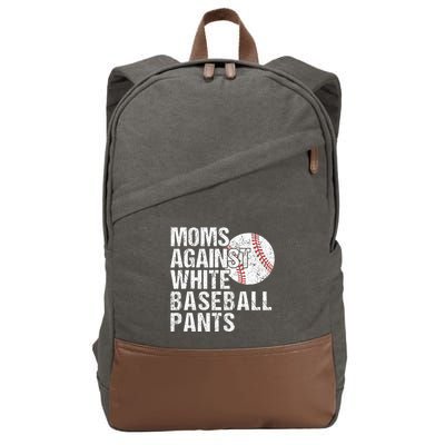 Moms Against White Baseball Pants Funny Baseball Mom Cotton Canvas Backpack