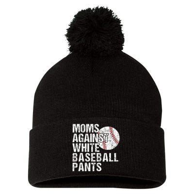 Moms Against White Baseball Pants Funny Baseball Mom Pom Pom 12in Knit Beanie