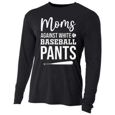 Moms Against White Baseball Pants Funny Baseball Mom Cooling Performance Long Sleeve Crew