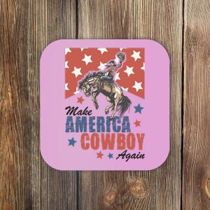 Make America Western Cowboy Again Retro 4th Of July Usa Flag Coaster