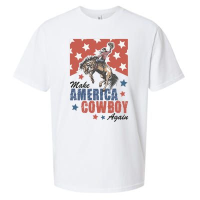 Make America Western Cowboy Again Retro 4th Of July Usa Flag Sueded Cloud Jersey T-Shirt