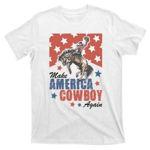 Make America Western Cowboy Again Retro 4th Of July Usa Flag T-Shirt