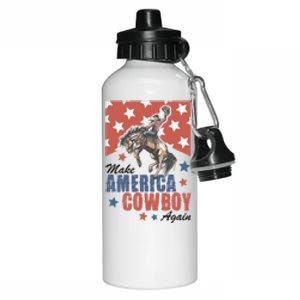 Make America Western Cowboy Again Retro 4th Of July Usa Flag Aluminum Water Bottle