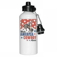 Make America Western Cowboy Again Retro 4th Of July Usa Flag Aluminum Water Bottle