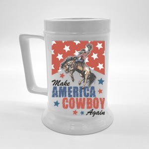 Make America Western Cowboy Again Retro 4th Of July Usa Flag Beer Stein