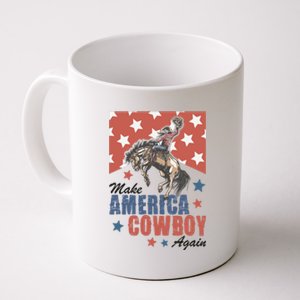 Make America Western Cowboy Again Retro 4th Of July Usa Flag Coffee Mug