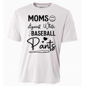 Moms Against White Baseball Pants Funny Baseball Season Mom Cooling Performance Crew T-Shirt