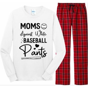 Moms Against White Baseball Pants Funny Baseball Season Mom Long Sleeve Pajama Set