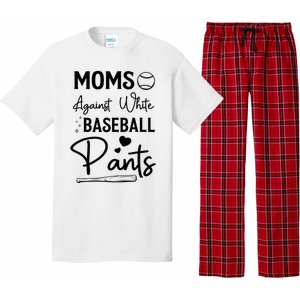 Moms Against White Baseball Pants Funny Baseball Season Mom Pajama Set