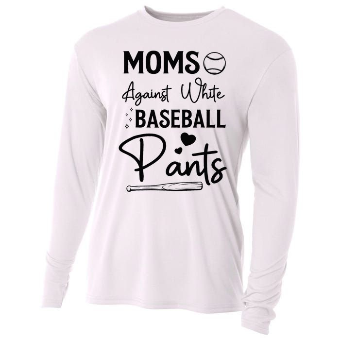 Moms Against White Baseball Pants Funny Baseball Season Mom Cooling Performance Long Sleeve Crew