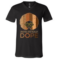 Melanin Afro Woman Unapologetically Dope Black History V-Neck T-Shirt