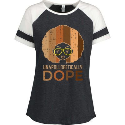 Melanin Afro Woman Unapologetically Dope Black History Enza Ladies Jersey Colorblock Tee