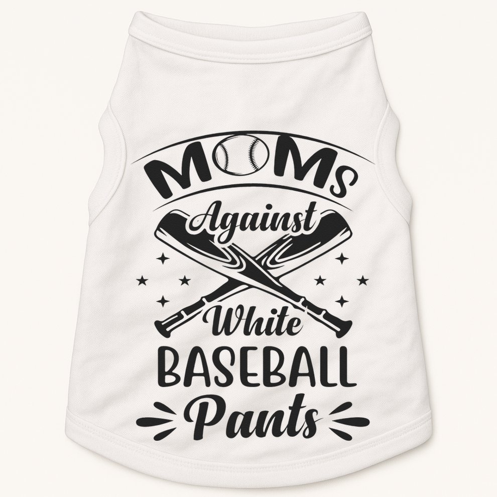 Moms Against White Baseball Pants Doggie Tank