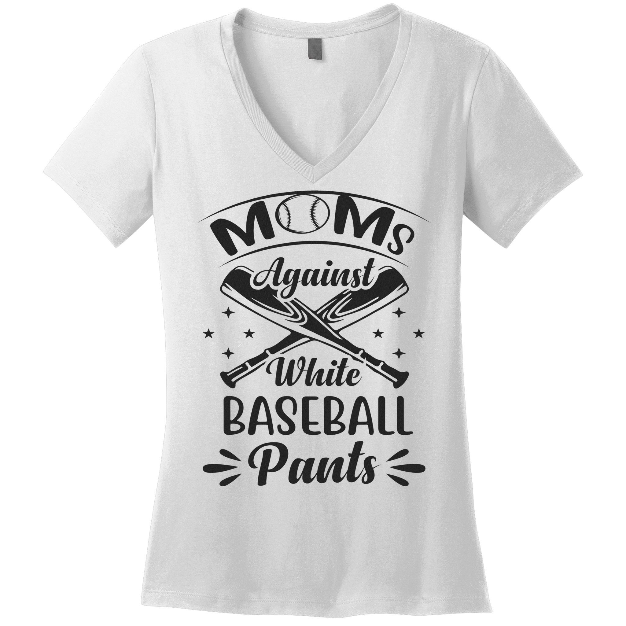 Moms Against White Baseball Pants Women's V-Neck T-Shirt