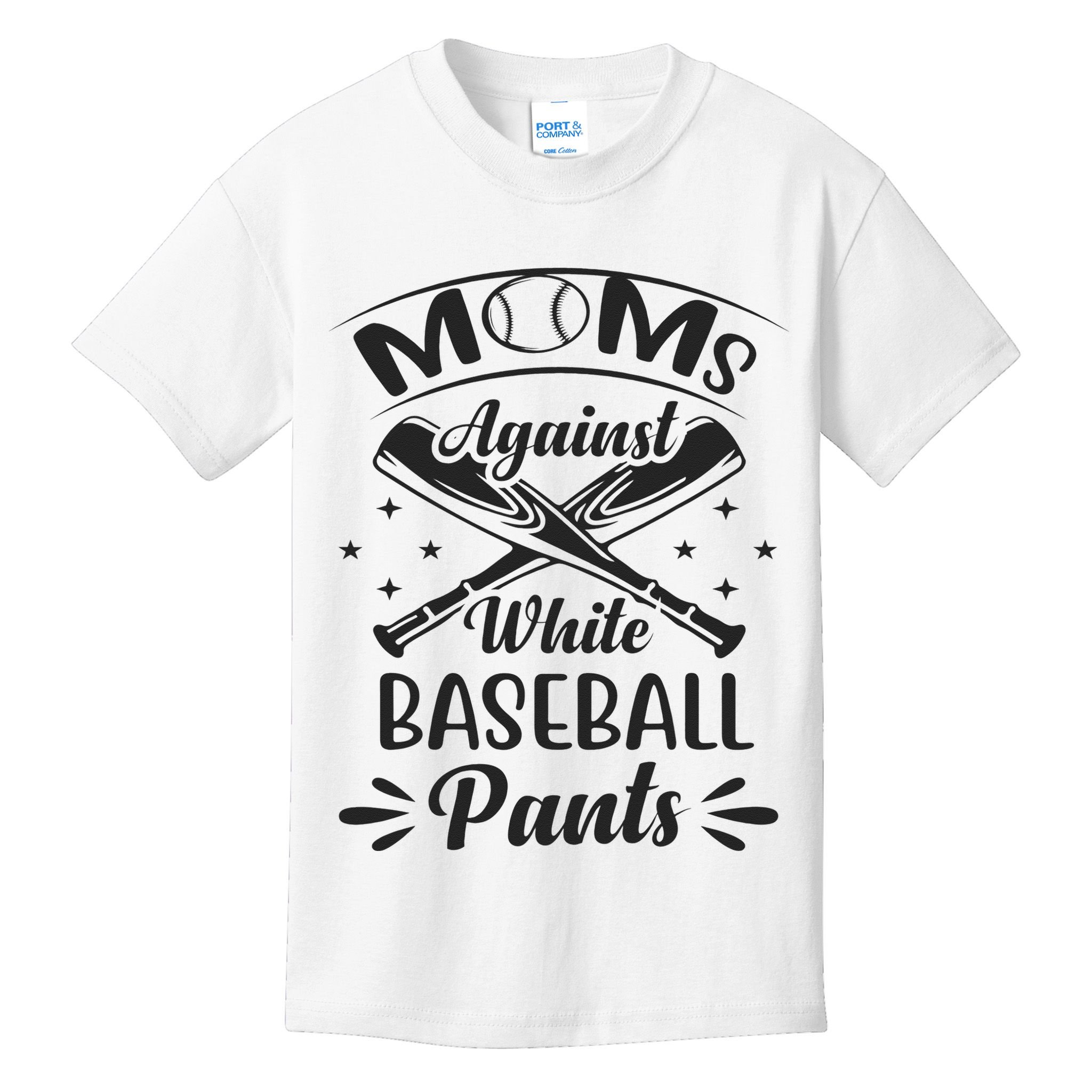 Moms Against White Baseball Pants Kids T-Shirt