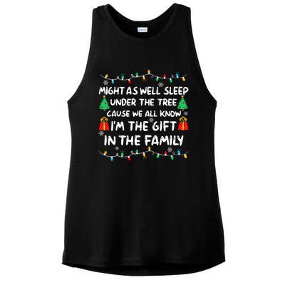 Might As Well Sleep Under The Tree Christmas Family Matching Funny Gift Ladies PosiCharge Tri-Blend Wicking Tank