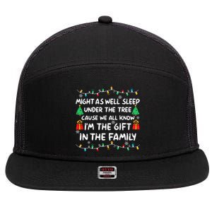 Might As Well Sleep Under The Tree Christmas Family Matching Funny Gift 7 Panel Mesh Trucker Snapback Hat