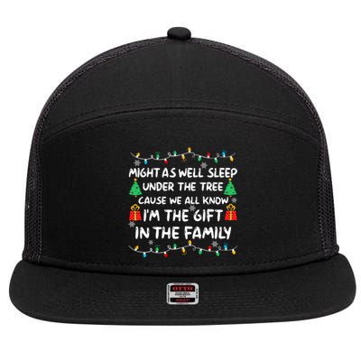 Might As Well Sleep Under The Tree Christmas Family Matching Funny Gift 7 Panel Mesh Trucker Snapback Hat