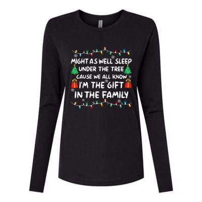 Might As Well Sleep Under The Tree Christmas Family Matching Funny Gift Womens Cotton Relaxed Long Sleeve T-Shirt