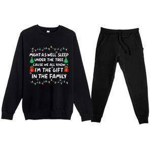 Might As Well Sleep Under The Tree Christmas Family Matching Funny Gift Premium Crewneck Sweatsuit Set