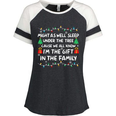 Might As Well Sleep Under The Tree Christmas Family Matching Funny Gift Enza Ladies Jersey Colorblock Tee