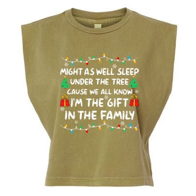 Might As Well Sleep Under The Tree Christmas Family Matching Funny Gift Garment-Dyed Women's Muscle Tee