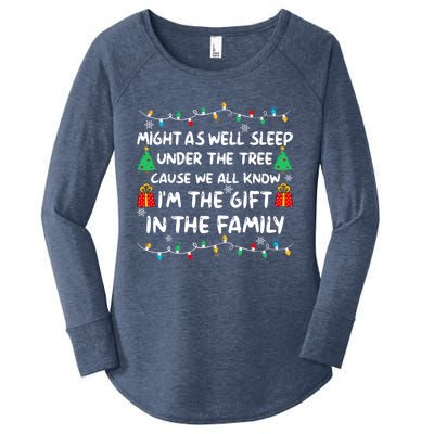 Might As Well Sleep Under The Tree Christmas Family Matching Funny Gift Women's Perfect Tri Tunic Long Sleeve Shirt