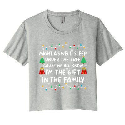 Might As Well Sleep Under The Tree Christmas Family Matching Funny Gift Women's Crop Top Tee