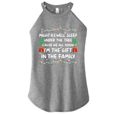 Might As Well Sleep Under The Tree Christmas Family Matching Funny Gift Women's Perfect Tri Rocker Tank